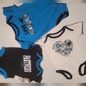NFL Panthers Baby Bodysuit Trio - Blue, Black, White